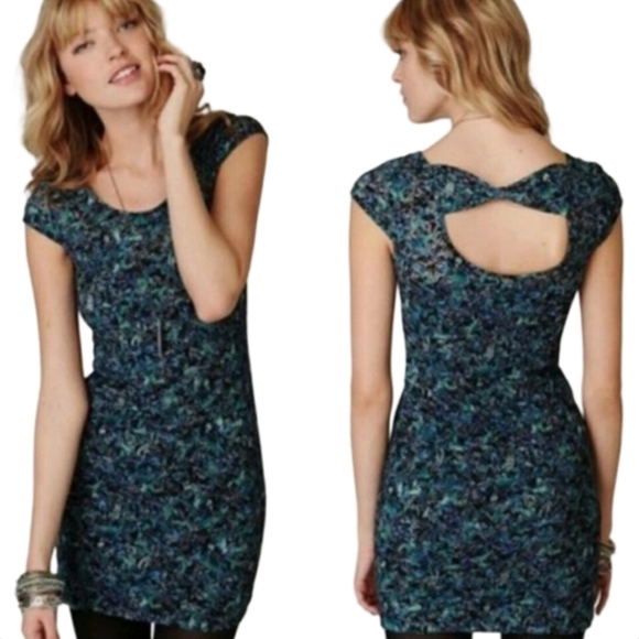 NWT Free People Everything Nice Cap Sleeve Mini Dress Midnight Blue Size 12 - Picture 1 of 10